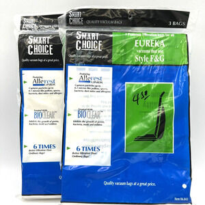 TWO PACKS Smart Choice Vacuum Cleaner Bags for Eureka Style F & G Vacuums NEW